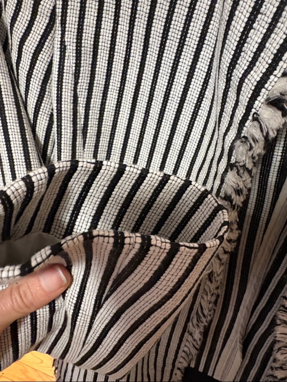 Hugo Boss Black and White Striped Collarless Blazer - Picture 7 of 14